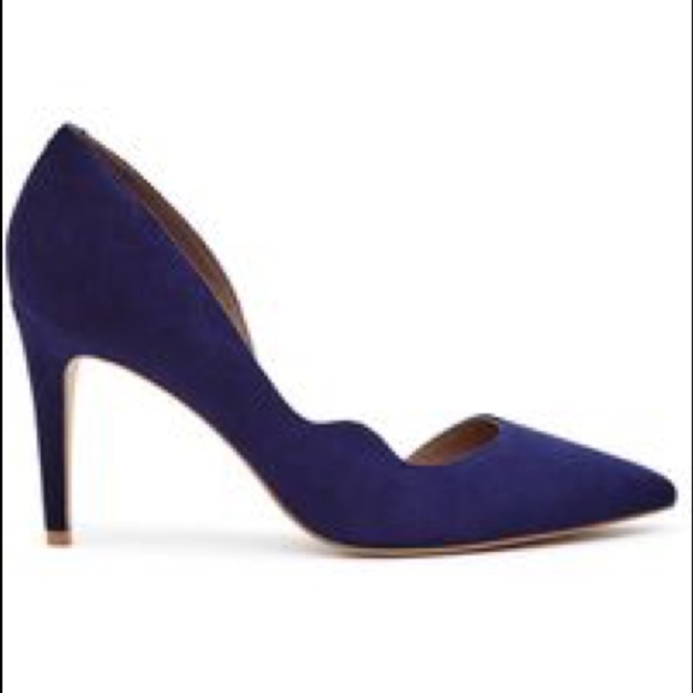 Reiss indigo Half d’Orsay sexy pumps- suede